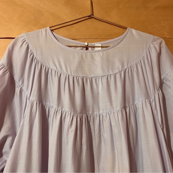 Merlette | Paradis Dress Tiered Midi Dress Puff Sleeve Popover Lavender Size M - Picture 5 of 15